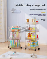 Organisateur de rangement moderne en acrylique crème pour la maison Chariot multifonctionnel amovible Poulies à 360 degrés pour la vie en cuisine