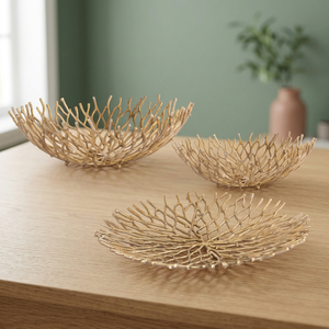 Factory Wholesale Handcrafted Set of 3 Coral <b>Tray</b> and Bowls Used for Serving and <b>Table</b> Top Decor - Product Image 1