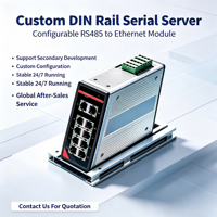 Serveur série 8 ports sur rail DIN, RS232/485 isolé galvaniquement, double Ethernet + 4DI/2DO, Modbus RTU/ASCII & TCP/UDP, IIoT