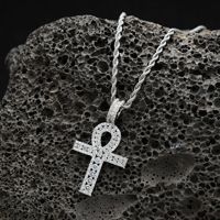 YYN Pendentif de collier hip-hop en cuivre incrusté de zircon, motif clé égyptienne en bambou, bijoux Renqing, nouveauté, best-seller, source directe