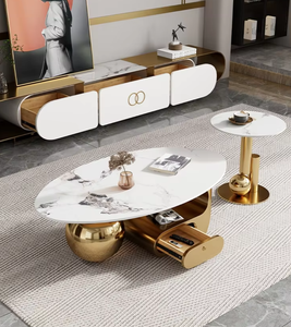 Tavolino da Caffè Ovale Allungabile in Marmo Lucido Italiano, Moderno e Resistente, per Soggiorno, Casa, Esterno, Cucina, Ospedale - Product Image 4