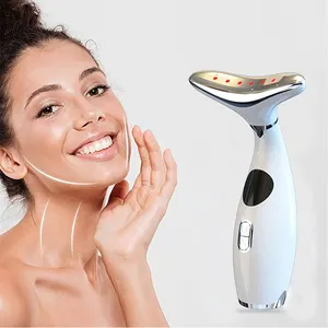 New Generation Acoustic Micro Current Color Light Neck Beauty Device Anti-wrinkle Anti-aging EMS Face   Neck Lifting Machine