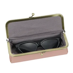 Étui à lunettes en cuir véritable AndoBag, trousse à crayons tendance avec fermoir Kiss Lock, porte-monnaie portable pour femmes 1840 - Product Image 4