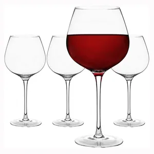 High quality lead free clear custom goblet wine glass manufacturers with long stem