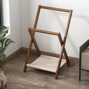 Small solid wood floor-<b>standing</b> coat rack for bedroom, suitable for temporary clothing storage at <b>night</b>, Nordic style, for home - Product Image 3