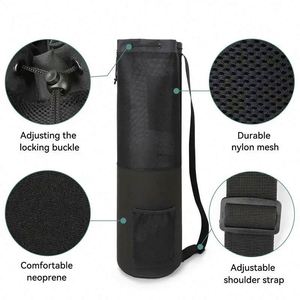 Sac de transport pour tapis de yoga réutilisable avec cordon de serrage, couleur noire, écologique, logo personnalisé, imperméable, fabriqué en usine BSCI - Product Image 4