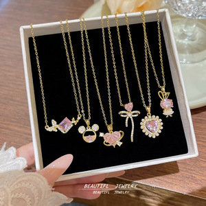 Collar con colgante de circonita deportivo de alta calidad para mujer, cadena de eslabones de cobre exquisita, estilo temperamental, regalo ligero, gran oferta en Japón y Corea del Sur - Product Image 3