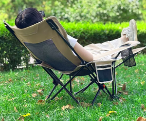 Chaise longue pliante en maille portable pour la pause déjeuner, respirante, pour le bureau, la pêche à la plage, se rafraîchir, chaise longue pliante - Product Image 4