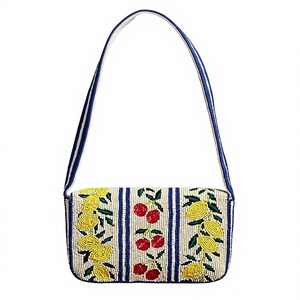 Sac à main brodé fait main, design rectangulaire, thème Océan Bleu, tissu en coton, artisanat artistique, motif animalier, sangle rose - Product Image 4