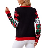 Pull de Noël moche à col rond en tricot avec broderie 3D d'élk et sequins, vente directe usine