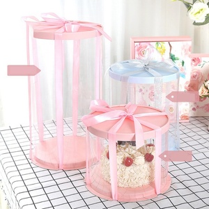 Factory Wholesale Pink Blue Wedding Cake <b>Boxes</b> Single Layer or Double Layer Clear Cake Box - Product Image 3