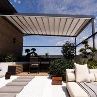 Parasol de luxe pour extérieur, protection UV, structure en alliage d'aluminium, toit rétractable en PVC avec télécommande sans fil, pour restaurant, café