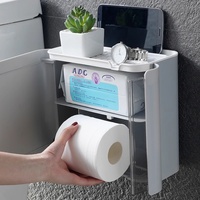 Distributeur de papier toilette mural sans perçage, étanche, support de rangement moderne multifonctionnel pour boîte à mouchoirs