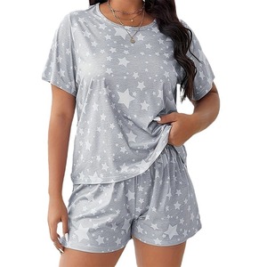 2026 nouveau KJ été femmes grande taille pyjamas 5XL <span class=keywords><strong>Obese</strong></span> femmes à manches courtes T-shirt grande taille femmes maison porter ensemble en gros - Product Image 1