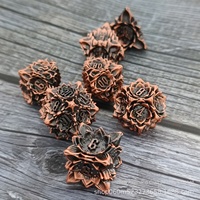 Le nouveau jeu de dés en métal polyédrique carré de 16mm d'élément de Lotus rouge comprend un emballage de boîte en métal accessoires de jeu de Table en métal solide