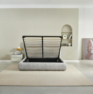 Base de Cama Queen Size con Almacenamiento Hidráulico, Tapizada en Tela Color Verde Azulado Claro, con Amplio Compartimento de Almacenamiento Debajo de la Cama - Product Image 2