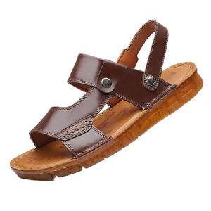 Sandalias de Verano para Hombre con Correa en T, Cuero Genuino, Punta Abierta, Suela de Goma Antideslizante, Zapatos Casuales de Playa - Product Image 5