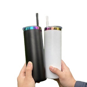 Gobelet isotherme droit et fin de 20 oz, revêtu par poudrage, avec finition arc-en-ciel miroir sous le dessus, pour gravure laser, disponible depuis l'entrepôt américain - Product Image 4