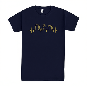 T-shirt Beer Pulse, design Dark Navy Yellow Heartbeat, taglia unisex per adulti - Product Image 2