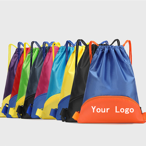 Custom Logo Large Gym Drawstring Backpack Fashionable Zipper Closure Portable Waterproof Polyester Promotional Bag for Sports