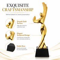 Trophée en résine dorée électroplaquée à surface lisse et polie pour événements de reconnaissance des employés et récompenses honorifiques