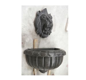 Fontaine murale tête <span class=keywords><strong>de</strong></span> lion en pierre noire avec bassin décoratif pour décoration d'eau <span class=keywords><strong>de</strong></span> <span class=keywords><strong>jardin</strong></span> extérieur élégant - Product Image 1
