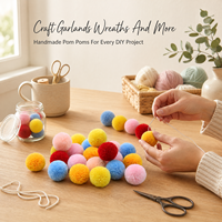 Pompons en laine personnalisés couleur Pantone faits à la main, moelleux, pour loisirs créatifs, fabrication de bijoux, guirlandes - Vente en gros directe usine