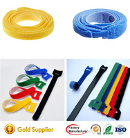 Stock en gros dos à dos crochet et boucle sangle attache colorée attaches de câble réutilisables bande élastique attaches de câble réglables