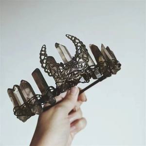 Diadema DE CORONA DE CRISTAL Natural <span class=keywords><strong>con</strong></span> punto de cristal de brujería, joyería de boda, palo de punta de cuarzo, regalo de fiesta de cristal - Product Image 2