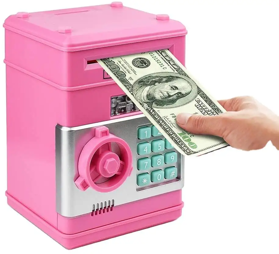 kids Auto-rolling money password safe mini creative painted ATM piggy bank children's electronic piggy bank toy