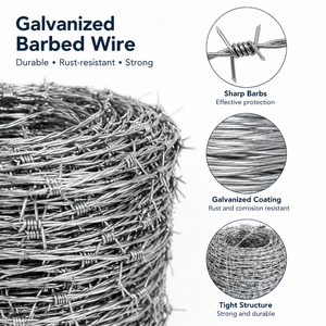 Rust Resistant Galvanized Barbed Wire for Private Land Border Protection, Strong Tensile Structure LandProtection <strong>GalvanizedWire</strong> - Product Image 3