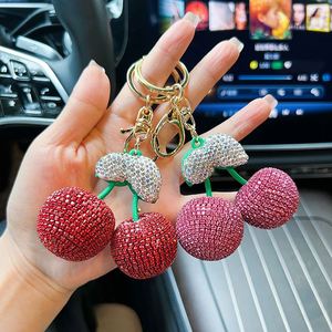 Hot Rhinestone Cherry Keychains Bag <b>Key</b> <b>Chains</b> Full Diamond Keychain Women Bag <b>Car</b> <b>Key</b> Accessories Cherry Charm Fruit Keychain - Product Image 2