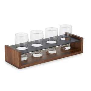 Support en bois rectangulaire élégant pour verres, design minimaliste pour rangement de cuisine, accent de bar stylé - Product Image 1