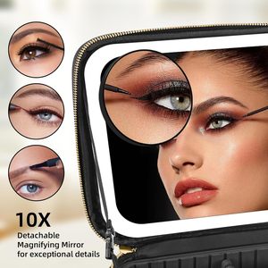 Organizador de Cosméticos, Caja de Maquillaje con Separador y Espejo Iluminado Desmontable - Product Image 2