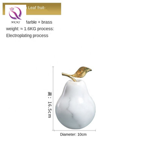 Nordic Moderne Eenvoudige Kantoor Thuis Zachte Decoratie Creatieve Wit Marmer <span class=keywords><strong>Fruit</strong></span> Gouden Koperen Blad Apple Peer Decoratie Voor Thuis - Product Image 6