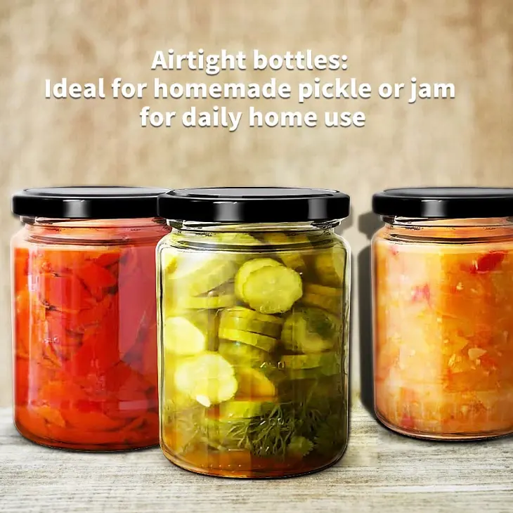 Hot Sale Clear Round Wide Mouth Glass Jar Canning Jars For Honey Jam Pickle Sauce with Metal Lid 250 ml 500 ml 8 oz 16 oz