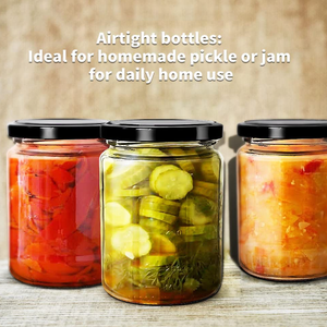 Hot Sale Clear Round Wide Mouth Glass Jar Canning Jars For Honey Jam Pickle Sauce With Metal Lid 250 Ml 500 Ml 8 Oz 16 Oz