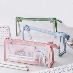 Kotak Pensil Transparan Dengan Logo Kustom Kotak Pensil Plastik Bening Untuk Sekolah Dengan Ritsleting Kapasitas Besar Tas Kotak Pensil Tas Makeup - Product Image 1