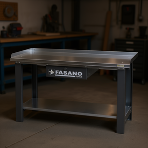 Banc de travail Fasano Tools 48 po x 30 po avec plateau en acier, tiroir et étagère pour usage en atelier - Product Image 3