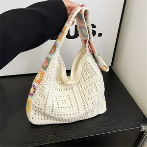 Women Boho <strong>Crochet</strong> Tote <strong>Bag</strong> Floral Knitted <strong>Shopper</strong> Large Capacity Summer Beach Handbag Woven Casual Girls Shoulder <strong>Bag</strong> - Product Image 2