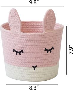 <span class=keywords><strong>Panier</strong></span> de rangement rond <span class=keywords><strong>pour</strong></span> la lingerie et les jouets, motif lapin rose mignon, <span class=keywords><strong>pour</strong></span> chambre d'enfant, 10x10x8 pouces - Product Image 2