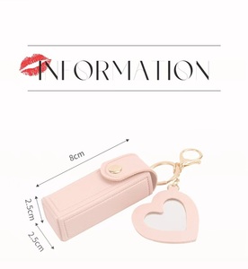 Pochette cosmétique portable en cuir PVC, porte-monnaie cadeau, porte-clés, étui à rouge à lèvres, mini sac de rangement avec miroir - Product Image 6