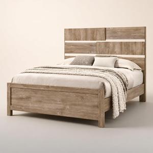Cadre de lit king-size en bois fabriqué en Malaisie avec tête de lit LED et plateforme en bois de caoutchouc pour chambre à coucher - Product Image 5
