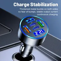 Nuevo Cargador de Coche USB 5 en 1 de 66/75W, Adaptador de Carga Rápida PD Tipo C para Teléfono Xiaomi Samsung, Adaptador de Coche