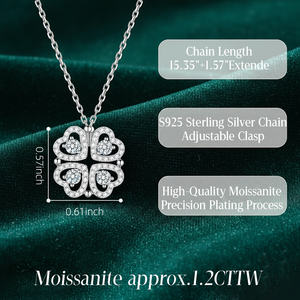 Collier en argent sterling 925 avec moissanite, 4 cœurs en forme <span class=keywords><strong>de</strong></span> trèfle, pendentif 2 en 1 - Product Image 6