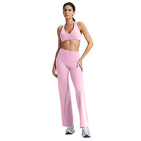 Ensemble deux pièces d'été en nylon uni, comprenant un soutien-gorge de sport sans manches à maintien élevé pour la course, le fitness et le yoga