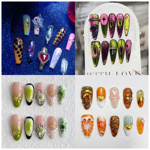 Súper personalizado extraíble grabado estilo brillante Nail Art <span class=keywords><strong>relieve</strong></span> francés cubierta completa acrílico <span class=keywords><strong>uñas</strong></span> Consejos hecho a mano prensa <span class=keywords><strong>en</strong></span> las <span class=keywords><strong>uñas</strong></span> - Product Image 1