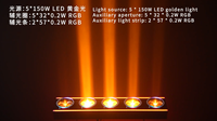 Équipement d'éclairage de scène Dmx 5 Tête 150W Ambre Blanc Chaud Blanc Froid LED Panneau de Surface Blinder Matrix Light Avec Anneau RVB pour DJ