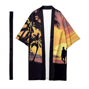 Kimono long traditionnel japonais pour homme, cardigan ethnique, kimono hawaïen coucher de soleil pour <span class=keywords><strong>femme</strong></span>, chemise kimono, veste yukata 6 - Product Image 2