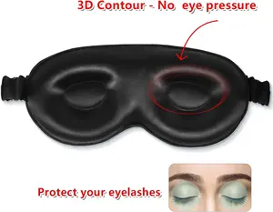 ที่กําหนดเอง 3D ผ้าไหมหน้ากากนอน 100% ผ้าไหมหม่อนบริสุทธิ์นอน eyemask ไม่มีความดัน 3D Contour ผ้าไหมนอน Eyemask
